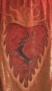 The variant sigil of King Stannis, displaying a full rampant stag