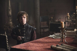 Tyrion talking to Pycelle in "What is Dead May Never Die."