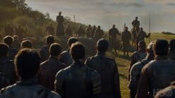 Daenerys addresses the troops.