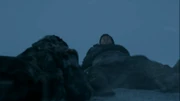 Sam trying to fight off the wight
