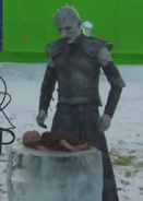 Behind the scenes photo, showing full detail of the White Walkers' master's costume (2 of 6)