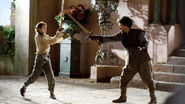 Arya practicing with Needle against Syrio Forel