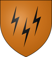 House Leygood: orange, three black thunderbolts