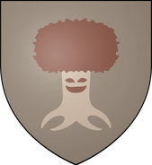 Personal arms of the Knight of the Laughing Tree: a smiling heart tree proper