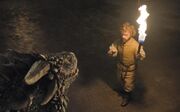 Tyrion faces dragons