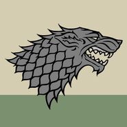 House Stark of Winterfell - a grey direwolf on a white plain.