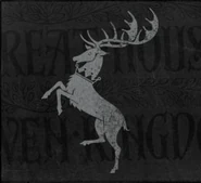 House Baratheon sigil in black and white from the HBO viewer's guide.