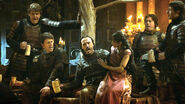 Bronn singing with the Lannister soldiers in "Blackwater"