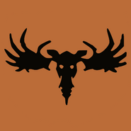 House Hornwood - a black moose head on an orange field.