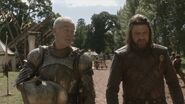 Eddard discusses the death of Jon Arryn with Ser Barristan Selmy in "The Wolf and the Lion".