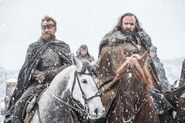 Sandor and Beric Dondarrion ride out beyond the wall in Season 7