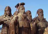 The statues of the Seven being prepared to be burned in "The North Remembers".