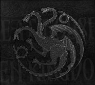 House Targaryen's sigil in black and white from the HBO viewer's guide.