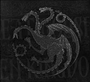 House Targaryen's sigil in black and white from the HBO viewer's guide.