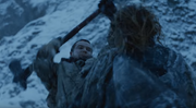 Gendry fights against a wight.