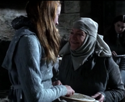 Sansa practicing her needlework with Septa Mordane in "Winter is Coming".