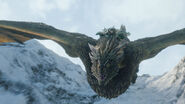 Jon Snow rides Rhaegal.