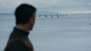 Petyr Baelish sees Stannis' fleet approaching.