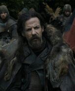 Locke and other Bolton soldiers also wear cloaks with the fur collar reversed (skin showing) in imitation of their lord.
