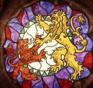 House Reyne - The red lion of the Reynes is artistically depicted in this image combating the golden lion of the Lannisters (their actual heraldry was posed differently).