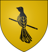 Personal arms of Petyr Baelish: yellow, a black mockingbird