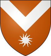 House Ashford: orange, a white sunburst beneath a white inverted chevron