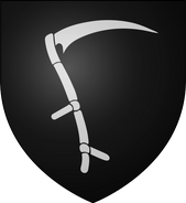 House Harlaw: black, a silver scythe contourny