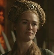 The heavily braided fan shaped hairstyle that Cersei wears on formal occasions in court, from Season 1. She doesn't always style her hair so ornately, only for the sake of appearances in public (as stated by Clapton).