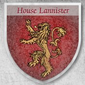 A shield emblazoned with the sigil of House Lannister from the HBO viewer's guide.