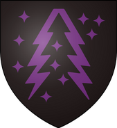 House Dondarrion: black specked with purple stars of four points, a forked purple lightning bolt