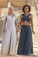 Dany and Missandei in Meereen while under attack