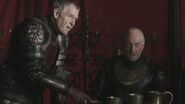 Kevan and Tywin Lannister discussing strategy in "The Pointy End".