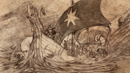 Андали перетинають Вузьке море, на вітрилі зображена семикутна зірка