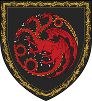 Sigilo pessoal de Daemon Targaryen, com detalhes dourados nas escamas.