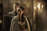 Edmure ready to wrap his cloak around Roslin's shoulders