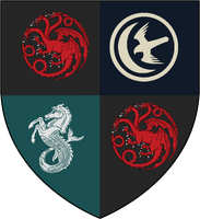 Sigilo dos Pretos, divido em quatro com as Casas Arryn e Velaryon.