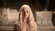 Daenerys enters a scathing hot bath