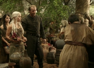 Irri accompanying Daenerys Targaryen in the markets of Vaes Dothrak in "You Win or You Die".