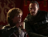 Tyrion drinks with Bronn before battle.