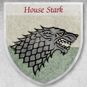 A shield emblazoned with the sigil of House Stark from the HBO viewer's guide.