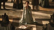 By late Season 1, Sansa is directly copying Cersei's court-hairstyle and kimono-like wraparound dresses