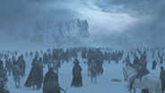 A White Walker (lower right) leading an army of undead wights