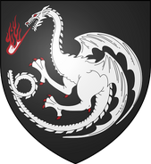 Personal arms of Brynden Rivers: black, a white red-eyed dragon breathing red flames