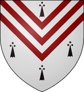House Rosby: ermine, three red inverted chevronels