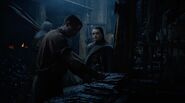 Gendry inspects his spearheads