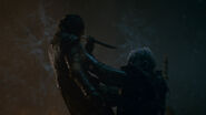 The Night King grabs Arya Stark before she kills him.
