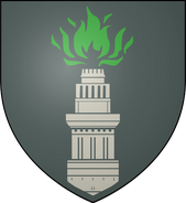House Hightower: smoke grey, a white tower crowned with green flame