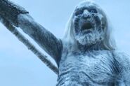 A White Walker shrieking a battle cry during the Battle of the Fist of the First Men.