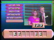 A couple playing on their first bonus round from Season 2. Unlike Season 1, the home audience now can see previous answers. Plus, the clock now counted down in tenths of seconds.