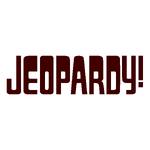 Jeopardy! Logo in White Background in Dark Brown Letters